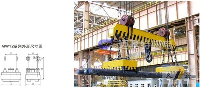 MW12系列、MW15系列吊運(yùn)捆扎螺紋鋼、圓鋼用起重電磁鐵